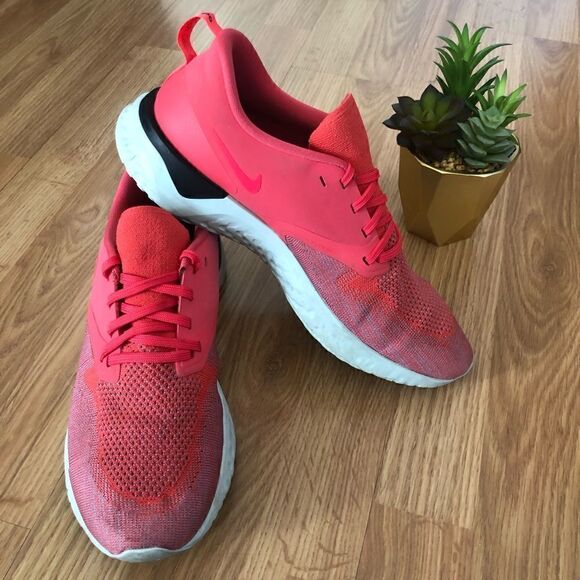 NIKE Odyssey React 2 Flyknit AH1016-800 Ember Glow/Red Running Shoes - Picture 2 of 11